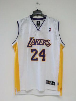 Rare Adidas Nba Kobe Bryant Los Angeles Lakers Black White Sewn Jersey Sz Xxl 54