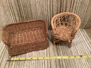 Wicker Chair for Dolls Barbies Dollhouse Rattan Couch & Chair Boho Furniture 2