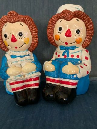 Vintage 1970 Bobbs Merrill Raggedy Ann & Andy Bookends Great