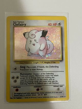 1999 Pokemon Clefairy 5/102 Rare Holo Vintage
