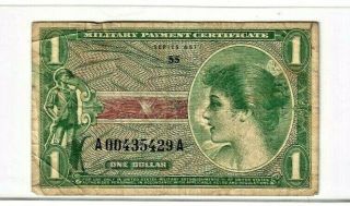 $1 " Military Payment Certificate " Series 651 $1 " Military Payment " Rare Note