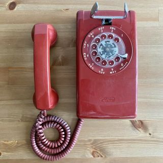 Vintage Rare Red Rotary Wall Phone By Western Electric For Bell Systems