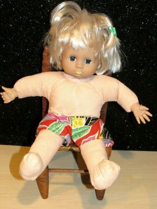 Vintage Uneeda Doll 1979 Cloth Body Vinyl Head Platinum Blonde 14 "