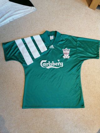 Size L 40 - 42 " Liverpool 1991 - 1992 Away Football Shirt Jersey Adidas Rare