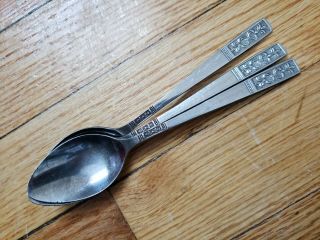3 Antique Vintage Collectable Customcraft Stainless Steel Tea Spoons 6 " - Taiwan