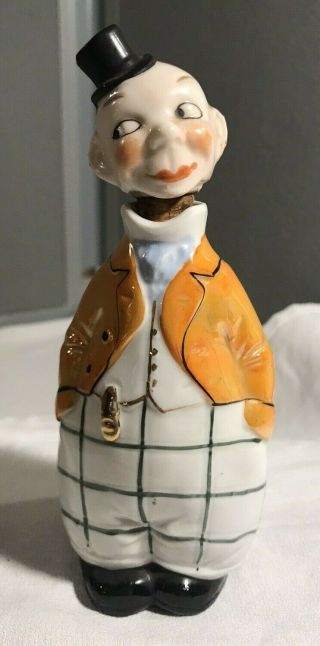 German Porcelain Bottle/decanter Man W/top Hat Head 4659 Rare & Very Old