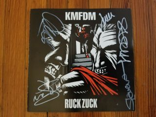 Rare Kmfdm Autographed Signed By 5 Members Cd Ruck Zuck 2013 Industrial Dub Rock