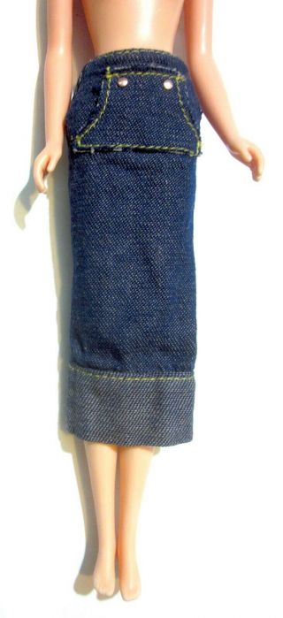 Vintage Barbie Francie Doll Blue Jean Denim Skirt Fits Vintage Francie Doll