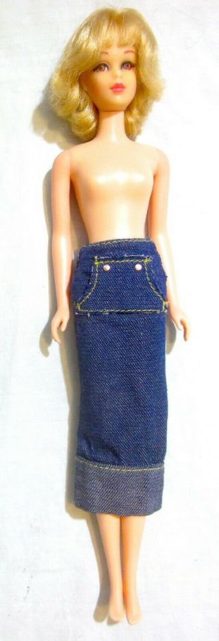 Vintage Barbie FRANCIE DOLL Blue Jean Denim Skirt Fits Vintage Francie Doll 3