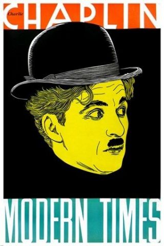 Modern Times Movie Poster Charlie Chaplin Colorful Profile Vintage 24x36