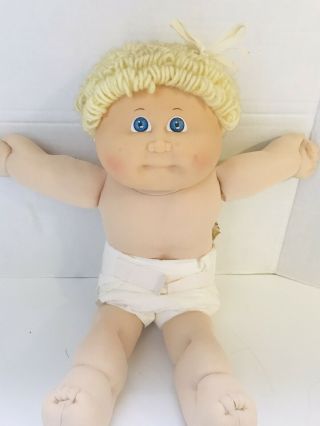 1985 Vtg Cabbage Patch Kids Blonde Girl P Doll Factory -