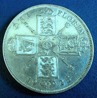 1925 King George V Florin,  Rare " Key Date ", .  500 Silver - Quite