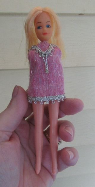 Vintage Hong Kong Dawn Doll Clone Missing Arms In Dawn Doll Pink Mini Dress