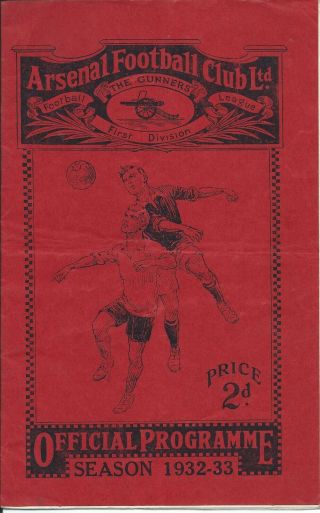 Rare Pre War Ww2 Programme Arsenal V Middlesbrough 26/11/32 1932/33 Season