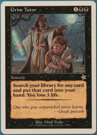 Grim Tutor Starter 1999 Pld Black Rare Magic Mtg Card (id 157890) Abugames
