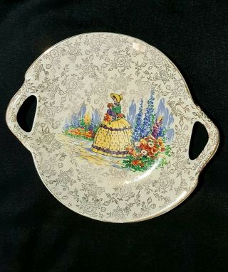 Rare Vintage Crinoline Lady Handled Dish/tray By James Kent C1930s