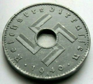 (663) Ultra Rare German 3rd Reich 1940 A - 10 Reichspfennig Wwii Coin
