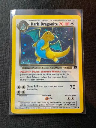 Dark Dragonite 5/82 Holo Rare Team Rocket Pokemon Card Near Foil