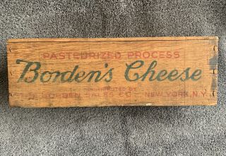 Vintage Wooden Borden’s Cheese Box Swiss York Ny Rare
