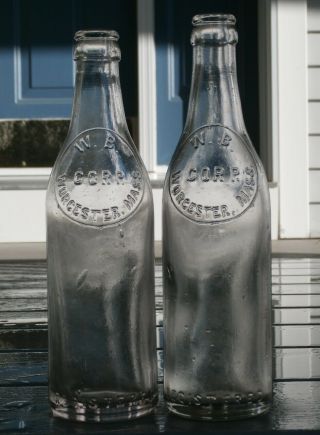 Antique W.  B.  Corp.  Hand Tooled Soda Bottles - Worcester,  Mass.