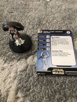 Aerial Clone Trooper Captain Star Wars Miniatures,  Clone Strike,  Rare,  2/60