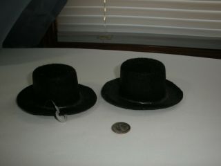 Vintage Doll Felt Hats Derbys (2) Have Orig Price Tag Plastics,  Black,  