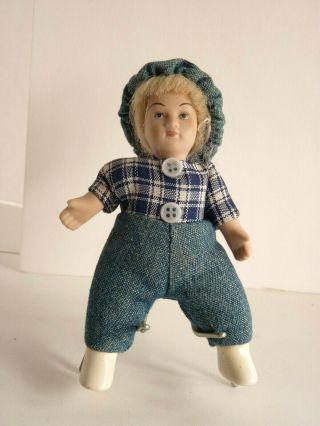 Vintage,  Bisque,  Dressed Boy Doll With Wig And Hat