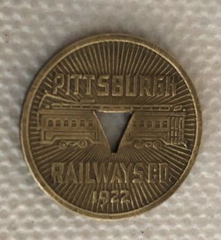Antique Brass Transit Token: Pittsburgh Railways Co 1922