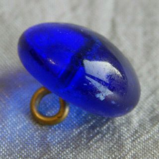 Antique Vtg Cobalt Blue Glass Button Charmstring Apx:1/2 " 435 - F