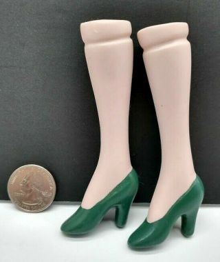 Porcelain Doll Parts Two Legs Matching W/dark Green Heels Approx 3.  5 " Long