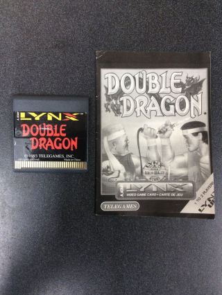 Rare Atari Lynx Game Double Dragon With Book.