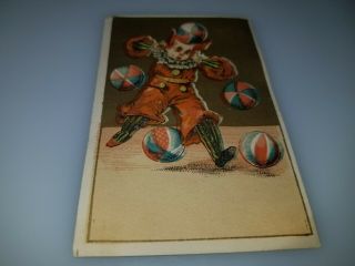 Antique Victorian Trade Card Boy Clown With Balls C Young Stationery 1880s