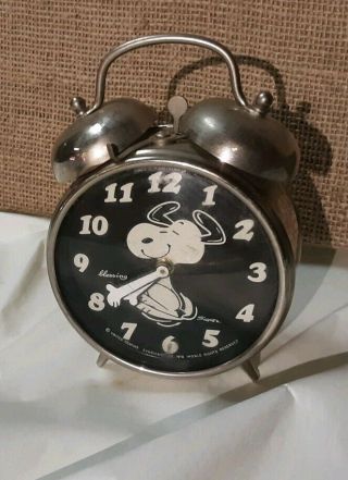 Vintage 1970 Snoopy Alarm Clock West Germany Rare