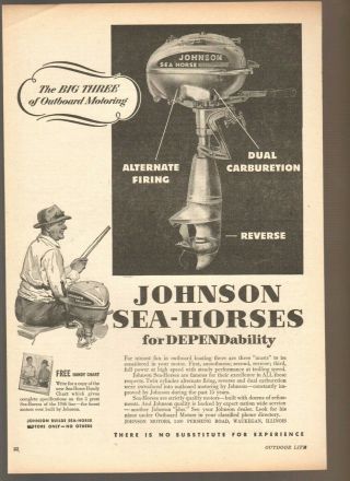 Vintage 1946 Outboard Motor Ad: Johnson Sea - Horse Fishing Motors Ad