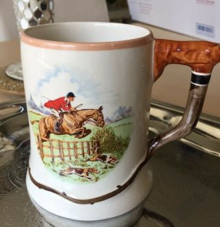 English Hunting Scenes Ambassador Ware England Whip Handle Coffee Tea Mug Cup