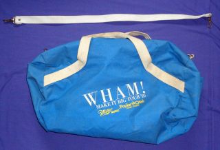 Rare Vintage Promotional Tour T - Shirt And Duffel Bag From Wham Sponsors 1985