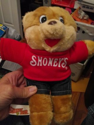 Vintage Shoney’s 10” Teddy Bear Plush Toy Doll 1986