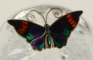 Rare Vintage Signed David Andersen Enamel Sterling Silver Butterfly Pin Brooch L