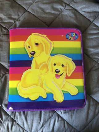 Vintage Lisa Frank Dog Puppy Golden Retrievers 3 Ring Binder Rare Casey Caymus