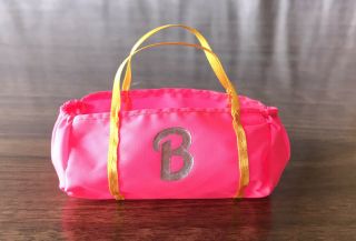 Vintage Barbie Doll Hot Pink Yellow Gold Gym Athletic Fitness Tote Duffle Bag