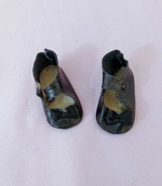 Antique / Vintage Oil Cloth Doll Shoes With Side Snaps 1940s - 50s