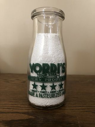Rare Yordi’s Four Star Dairy Products Anadarko,  Ok 1/2 Pint Milk Bottle