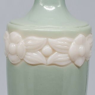 Vintage Green Aladdin Alacite Lamp with White Flowers,  Mid Century Jadeite RARE 2