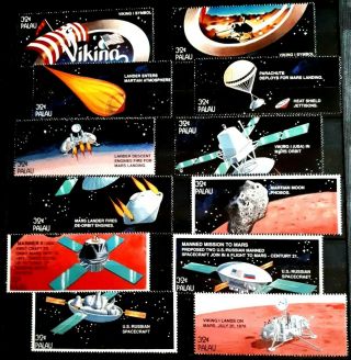 Rare 1996 Palau Full Set Of 12 Stamps - Mission To Mars - Mnh