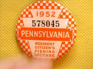 1952 Pennsylvania Fishing License Vintage
