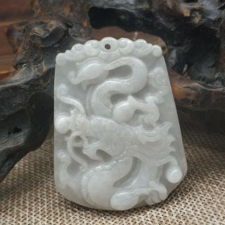 100 Chinese Hand - Carved Aristocratic Wearing Jadeite Jade Dragon Pendant