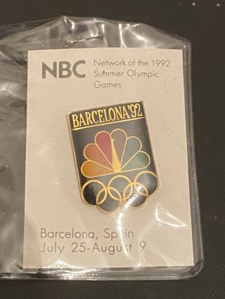Very Rare Nbc Olympics Pin Badge Media Tv Peacock Logo Barcelona 1992 Spain