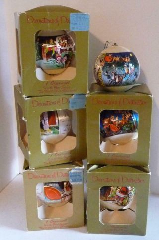 Satin Ornaments - Very Rare Set - 6 Night Before Christmas By Rauch - Complete