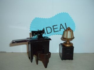 Vintage Ideal Plastic Dollhouse Furniture Sewing Machine End Table Also Plasco