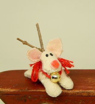 Vintage Christmas Reindeer Stuffed Nursery Toy Dollhouse Miniature 1:12